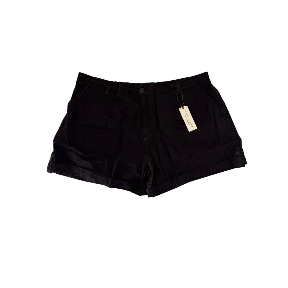 SANCTUARY Shorts Size 16W / Size 16 NEW Switchback Cuffed Short Black - Picture 3 of 5